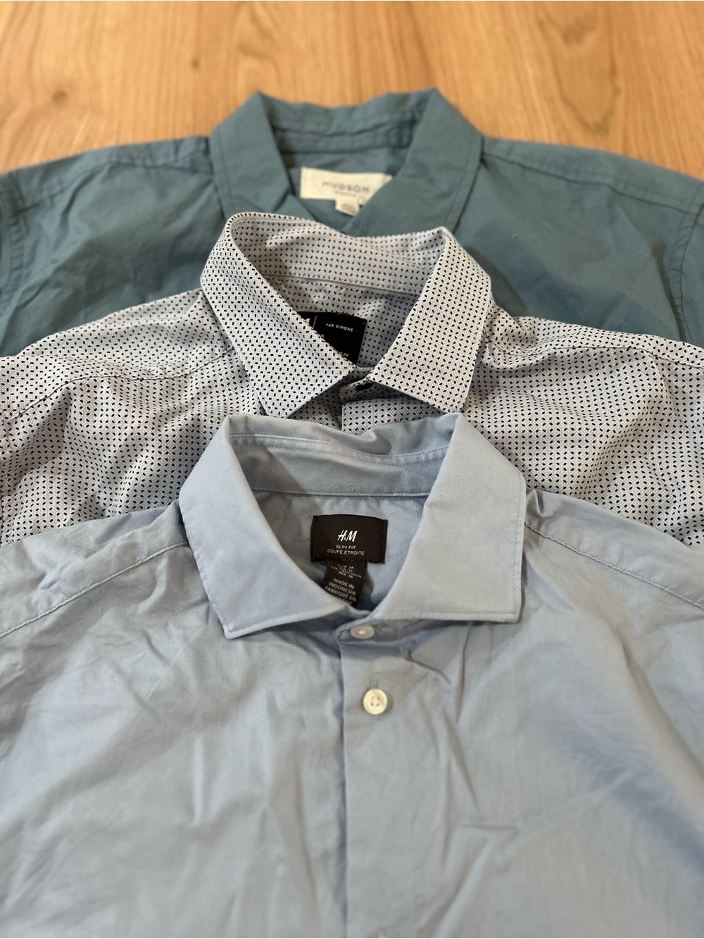3x Men's Light Blue & Teal Dress Shirts - 3 Pack Look